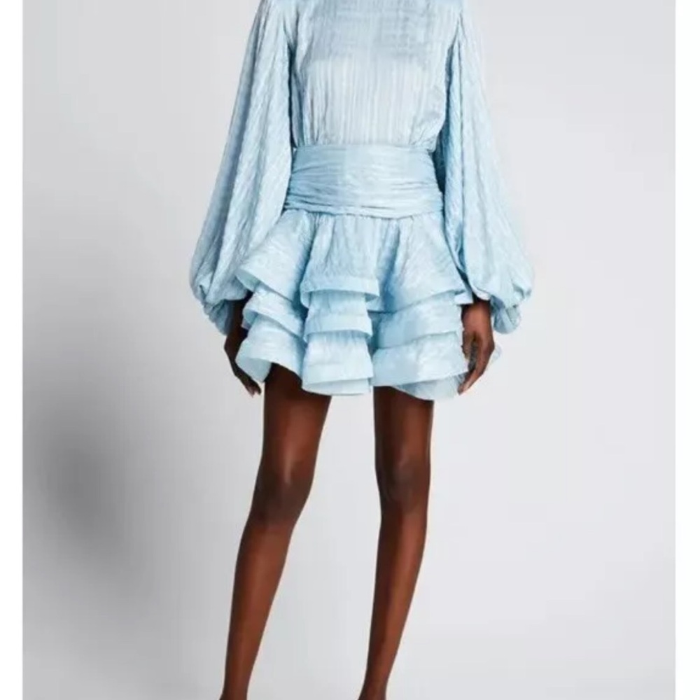 Bronx and Banco Elegant Light Blue Ruffled Dress S